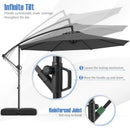 10 Feet Offset Hanging Umbrella with Base Patio Cantilever Umbrella with Tilt-Gray