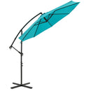 10 Feet Offset Umbrella with 8 Ribs Cantilever and Cross Base-Blue by DirectDeals