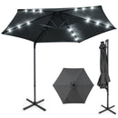 10 Feet Patio Cantilever Umbrella with Solar LED Lights by DirectDeals
