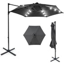 10 Feet Patio Cantilever Umbrella with Solar LED Lights by DirectDeals