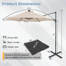 10 Feet Patio Cantilever Umbrella with Solar LED Lights by LJGDeals