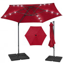10 Feet Patio Cantilever Umbrella with Solar LED Lights by DirectDeals