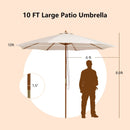 10 Feet Patio Umbrella with 8 Wooden Ribs and 3 Adjustable Heights by LJGDeals