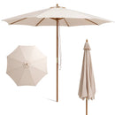 10 Feet Patio Umbrella with 8 Wooden Ribs and 3 Adjustable Heights by LJGDeals