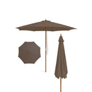 10 Feet Patio Umbrella with 8 Wooden Ribs and 3 Adjustable Heights-Beige by DirectDeals