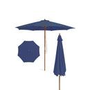 10 Feet Patio Umbrella with 8 Wooden Ribs and 3 Adjustable Heights by LJGDeals