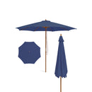 10 Feet Patio Umbrella with 8 Wooden Ribs and 3 Adjustable Heights-Beige by DirectDeals