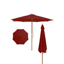 10 Feet Patio Umbrella with 8 Wooden Ribs and 3 Adjustable Heights-Beige by DirectDeals