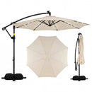10 Feet Solar Offset Hanging Umbrella with Base and 32 LED Lights by LJGDeals