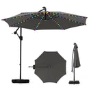 10 Feet Solar Offset Hanging Umbrella with Base and LED Lights by LJGDeals