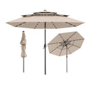 10 Feet Solar Patio Umbrella with 32 LED Lights 3-Tier Vented Top by LJGDeals