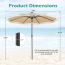 10 Feet Solar Patio Umbrella with 24 LED Lights for Yard by LJGDeals