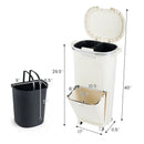 10 Gallon Kitchen Trash Can Double-Layer with Lid and 2 Removable Buckets-Beige by LJGDeals