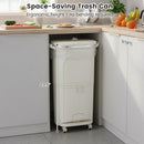 10 Gallon Kitchen Trash Can Double-Layer with Lid and 2 Removable Buckets-Beige by LJGDeals