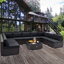 10 Piece Outdoor Wicker Conversation Set with Seat and Back Cushions by LJGDeals
