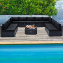 10 Piece Outdoor Wicker Conversation Set with Seat and Back Cushions by LJGDeals