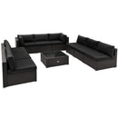10 Piece Outdoor Wicker Conversation Set with Seat and Back Cushions by LJGDeals
