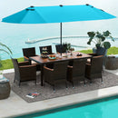 10 Piece Outdoor Dining Set with 15 Feet Double-Sided Twin Patio Umbrella by LJGDeals