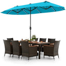 10 Piece Outdoor Dining Set with 15 Feet Double-Sided Twin Patio Umbrella by LJGDeals