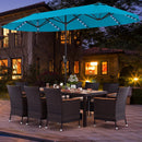 10 Piece Outdoor Dining Set with 15 Feet Double-Sided Twin Patio Umbrella by LJGDeals