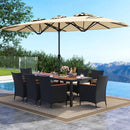 10 Piece Outdoor Dining Set with 15 Feet Double-Sided Twin Umbrella by LJGDeals