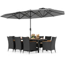 10 Piece Outdoor Dining Set with 15 Feet Double-Sided Twin Umbrella by LJGDeals