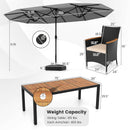 10 Piece Outdoor Dining Set with 15 Feet Double-Sided Twin Umbrella