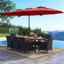 10 Piece Outdoor Dining Set with 15 Feet Double-Sided Twin Umbrella by LJGDeals