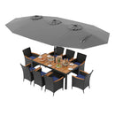 10 Piece Outdoor Patio Dining Set with 15 Feet Double-Sided Twin Umbrella by LJGDeals