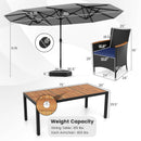 10 Piece Outdoor Patio Dining Set with 15 Feet Double-Sided Twin Umbrella