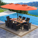 10 Piece Outdoor Patio Dining Set with 15 Feet Double-Sided Twin Umbrella by LJGDeals