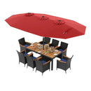 10 Piece Outdoor Patio Dining Set with 15 Feet Double-Sided Twin Umbrella by LJGDeals