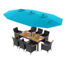 10 Piece Outdoor Patio Dining Set with 15 Feet Double-Sided Twin Umbrella by LJGDeals