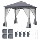10 X 10 FT Heavy-Duty Patio Gazebo with Netting Walls and 4 Sandbags-Khaki by DirectDeals