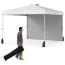 10 X 10 FT Pop up Canopy Tent with 1 Sidewall and Wheeled Bag-Blue by DirectDeals