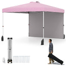 10 X 10 FT Pop up Canopy Tent with 1 Sidewall and Wheeled Bag-Blue by DirectDeals