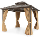 10 X 10 Feet Hardtop Gazebo with Netting and Curtain for Patio Backyard-Coffee by DirectDeals