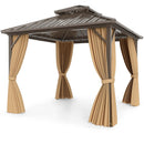 10 X 10 Feet Hardtop Gazebo with Netting and Curtain for Patio Backyard-Coffee by LJGDeals