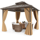 10 X 10 Feet Hardtop Gazebo with Netting and Curtain for Patio Backyard-Coffee by LJGDeals