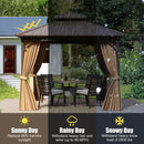 10 X 10 Feet Hardtop Gazebo with Netting and Curtain for Patio Backyard-Coffee by LJGDeals