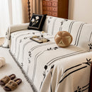 Chenille Jacquard Sofa Throw Cover with Tassel Soft Thick Couch Protector Blanket