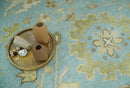 Light Blue, Beige and Ivory Hand knotted 8x10 Traditional Oriental Oushak wool rug by The Rug Decor