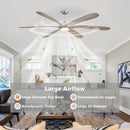 72" Jaydn Farmhouse Satin Nickel DC Motor Downrod Mount Reversible Ceiling Fan with Lighting and Remote Control