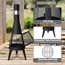47.6" Tall Chiminea Outdoor Patio Fireplace Metal Wood Burning Outdoor Fire Pit, Black