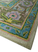 Beige Blue Purple Traditional Floral Hand Tufted Wool Area Rug