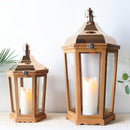 17''&24'' H Wood Metal Hexagon Candle Holder Decorative Hanging Lanterns(Set of 2) by JHY DESIGN