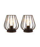 7'' Tall Metal Lamp Mini Cage Shape Cordless Table Battery Lanterns(Set of 2)