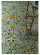 Green, Gold and Ivory 5x8 Hand knotted Traditional Oriental Oushak wool area rug by The Rug Decor