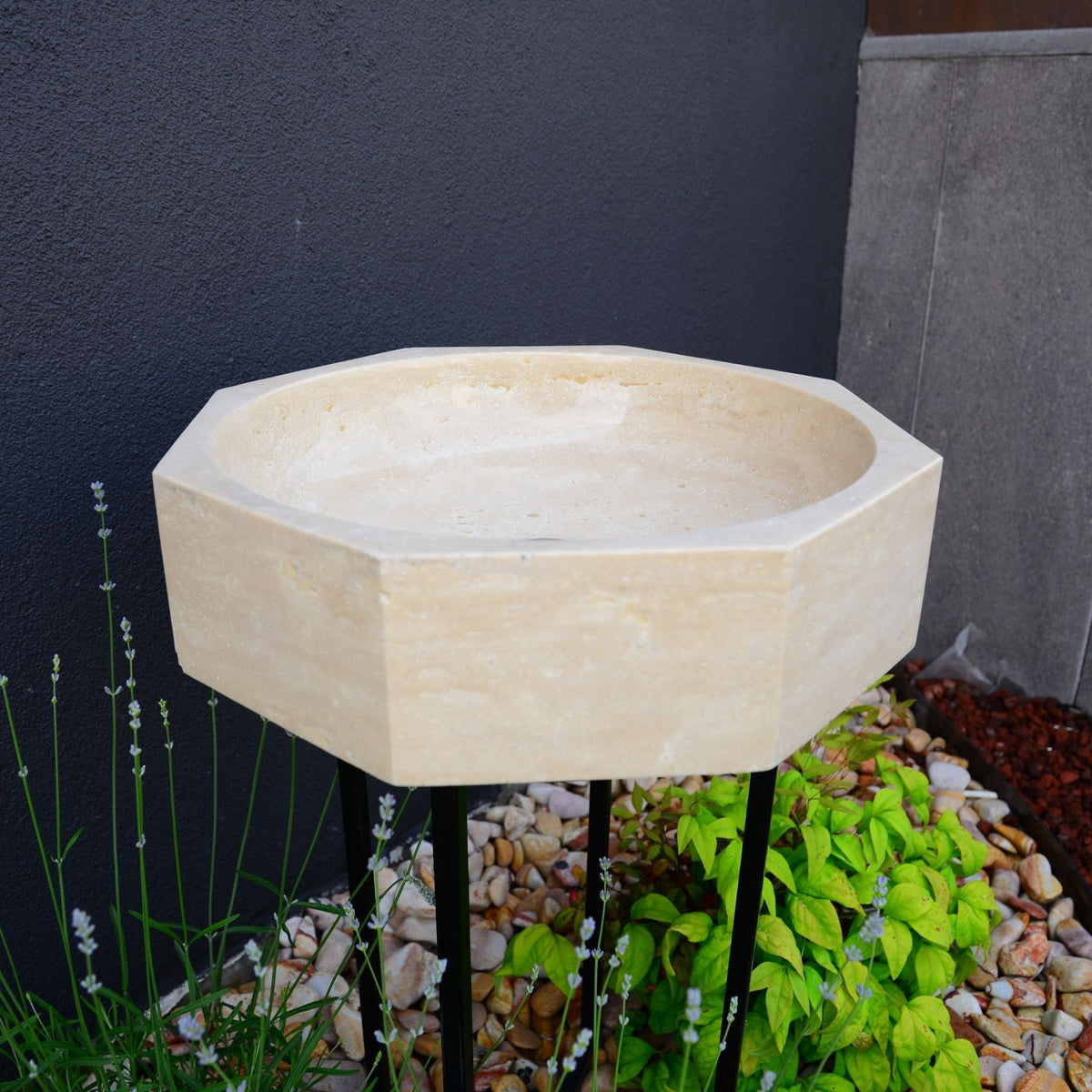 Handmade Turkish Travertine Octagon Bathroom Sink Hand Carved, photo 7 of 15