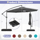 10 Feet Solar Offset Hanging Umbrella with Base and 32 LED Lights-Gray by LJGDeals